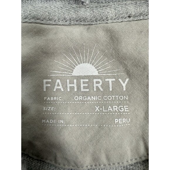 Faherty Mens Sunwashed Midweight Hoodie Size XL Organic Slub Gray Pullover - Picture 5 of 9